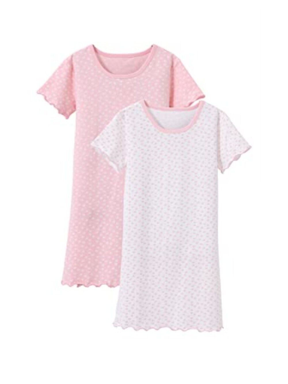 Girls Cotton Nightgown 2-Pack Heart Print Sleepshirt Princess Nightdress